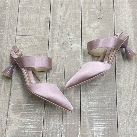 The MODE COLLECTIVE Formation Satin Mid Heel In Dust Pink - Picture 4 of 6